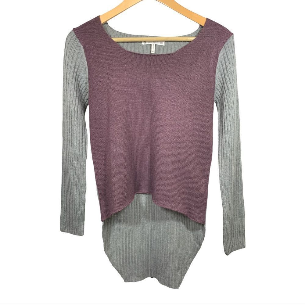 HOUSE OF HARLOW 1960 Women’s Jade Knit High-Low Sweater Purple/Gray Extra Small